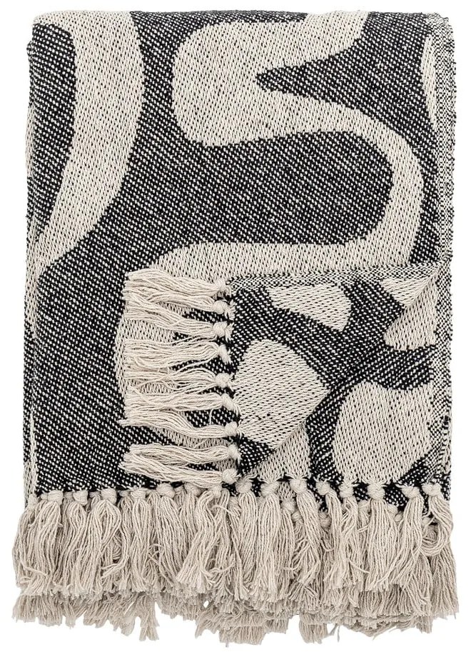 Czarno-beżowy koc z bawełny z recyklingu 130x160 cm Salobre – Bloomingville