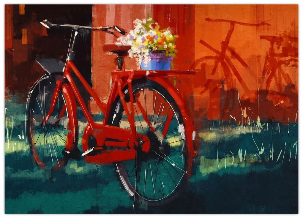Obraz na szkle czerwonego koła, malowanie akrylowe (70x50 cm)