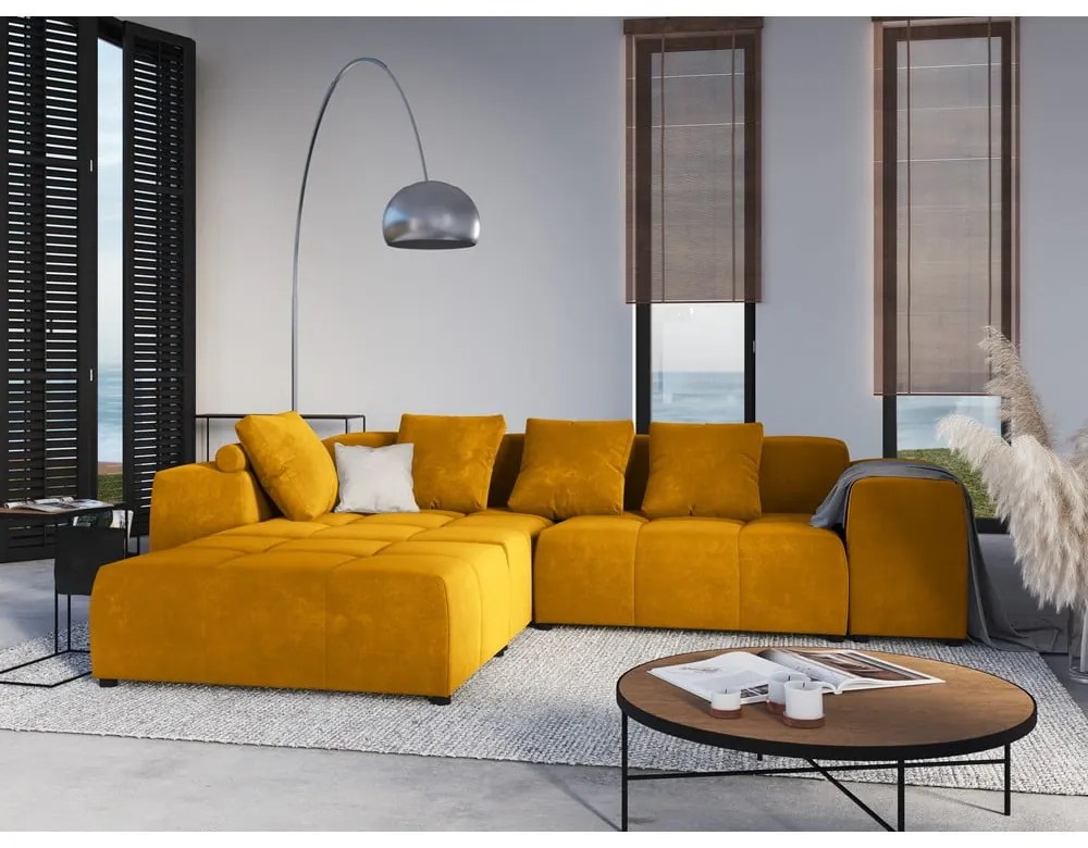 Żółte aksamitne oparcie do sofy modułowej Rome Velvet – Cosmopolitan Design