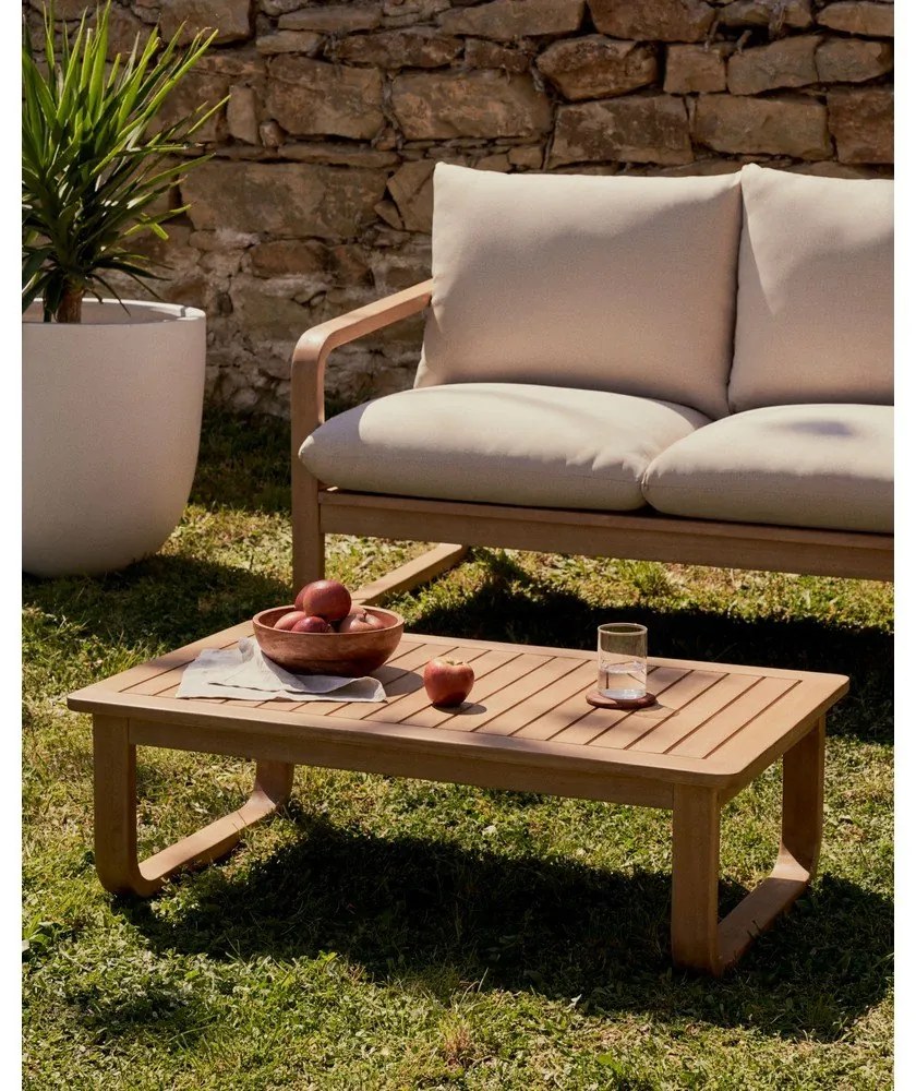 Stolik z litego drewna eukaliptusowego w naturalnym kolorze 60x100 cm Sacaleta – Kave Home