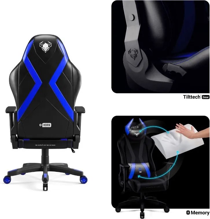 Fotel dla graczy Diablo X-Horn 2.0 Normal Size czarno-niebieski