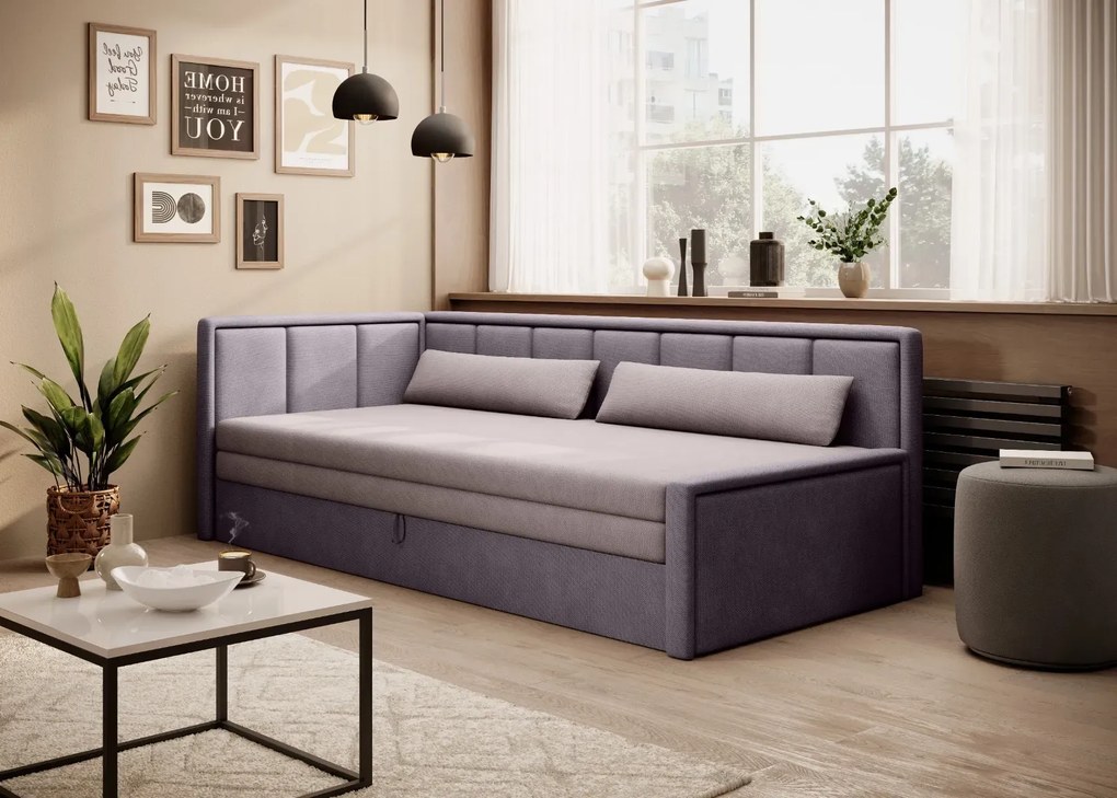 Sofa rozkładana z funkcją spania FULGEO fioletowa/różowa lewa ELTAP