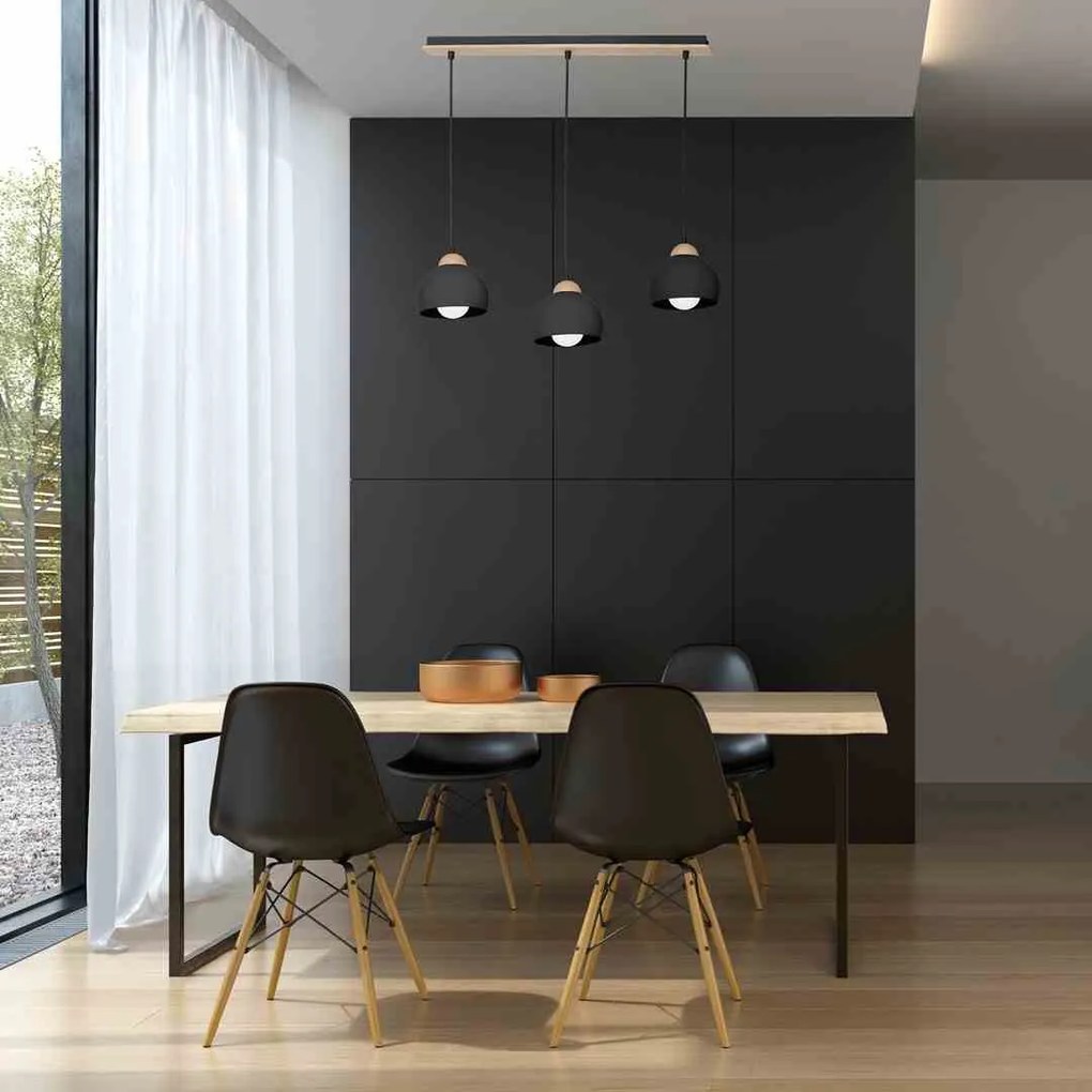 Lampa wisząca DAMA BLACK 3xE27, na listwie