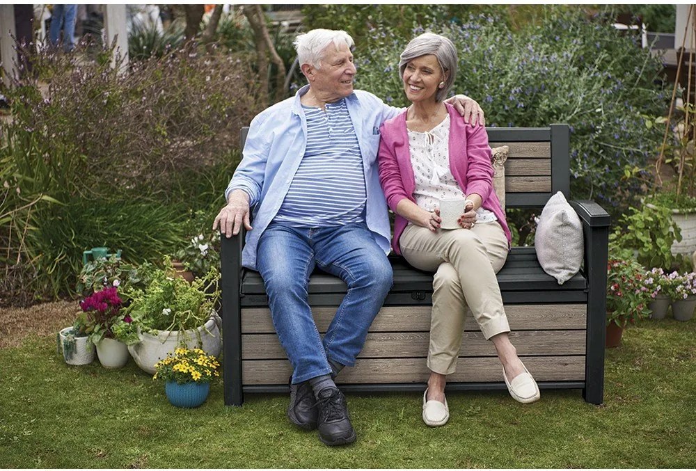 Brązowa plastikowa ławka ogrodowa Deco – Keter