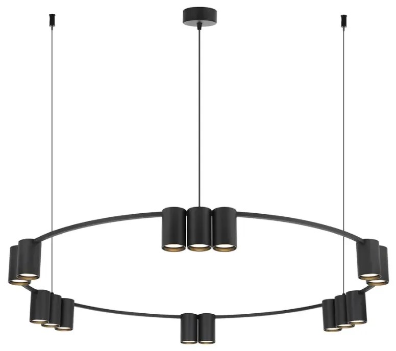 Okrągła czarna lampa wisząca reflektorowa - K407 D7-E16