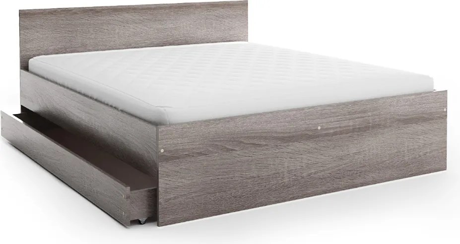 Łóżko ELISA 140 x 200 cm, dąb truflowy Stelaż: Ze stelażem listwowym rolowanym elastycznym, Materac: Materac Coco Maxi 20 cm