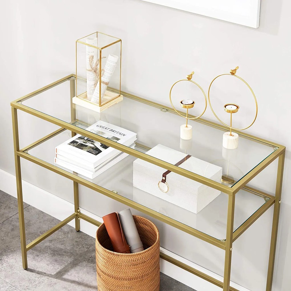Szklana konsola w stylu glamour z półką 025 Aridea