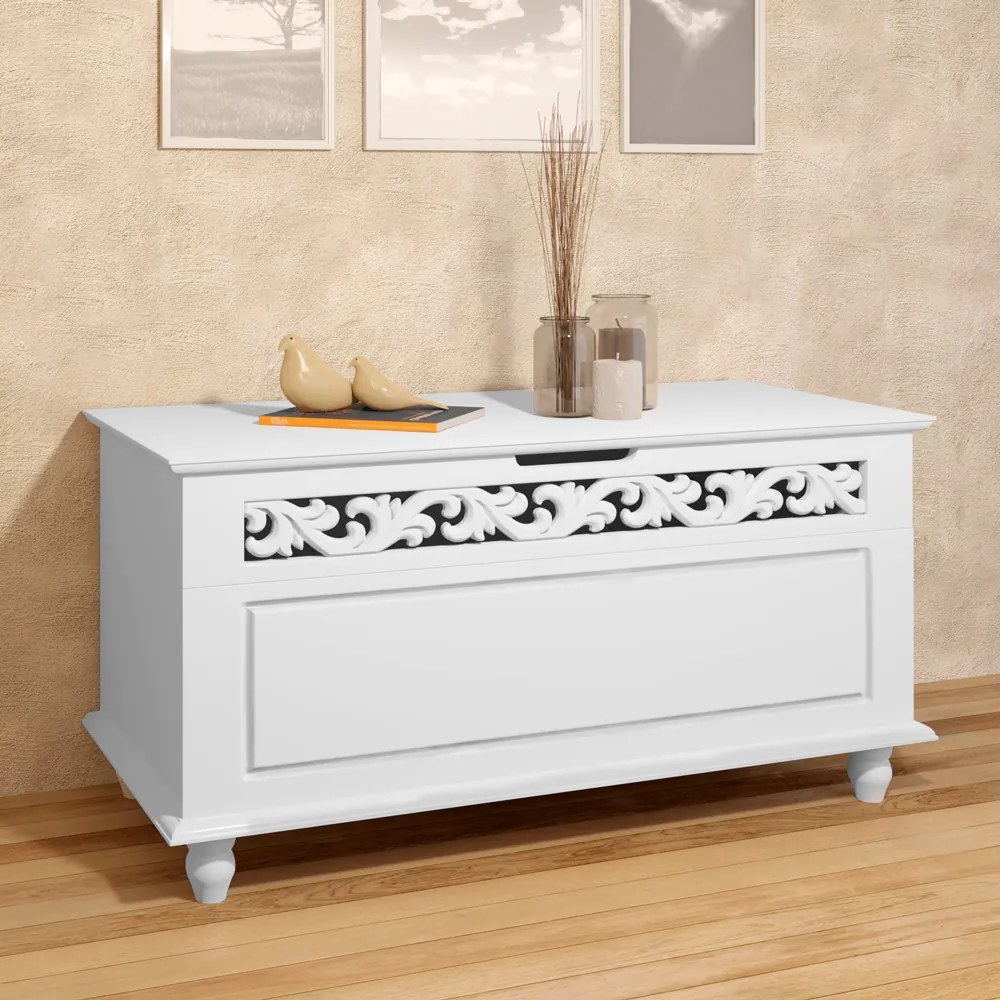 Casaria Skrzynia drewniana JERSEY, 80x40x48cm, biała