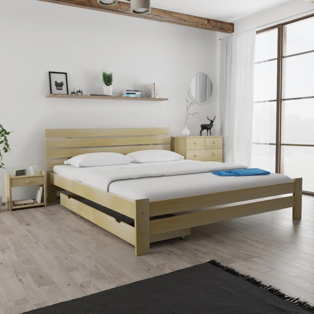 Łóżko PARIS podwyższone 180 x 200 cm, sosna Stelaż: Bez stelaża, Materac: Materac Sommera