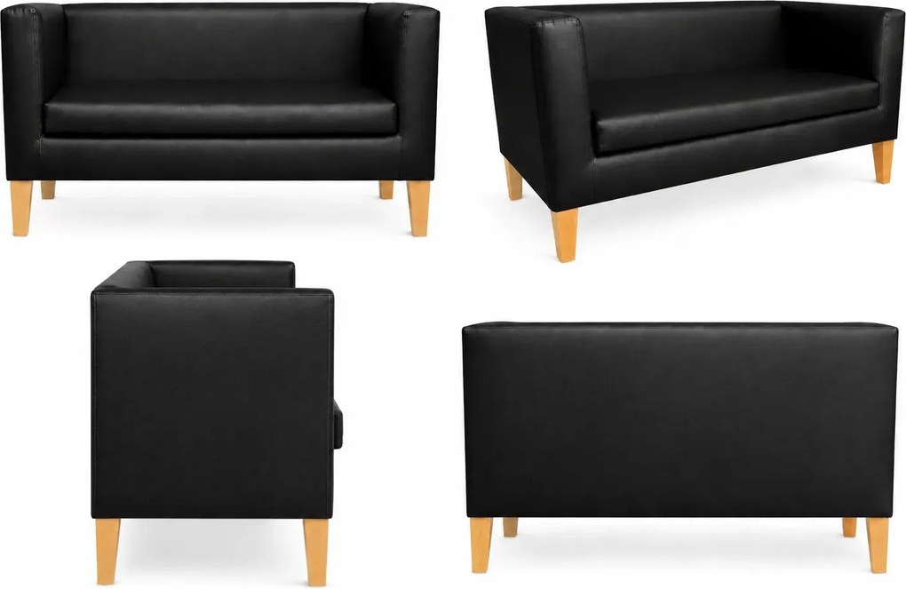 Sofa Monaco : Kolor nogi - Drewno, Kolor tkaniny - EKO-SKÓRA - 1D, Typ tkaniny - Eko-skóra , Wysokość nogi - 20 cm