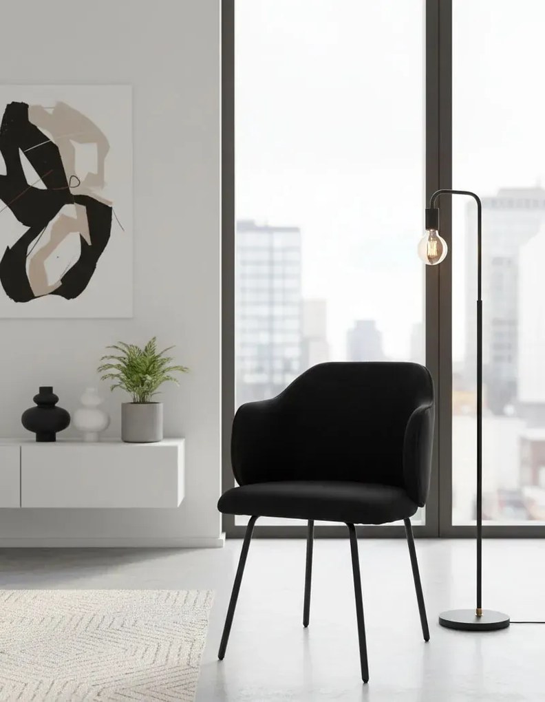Czarne sztruksowe krzesło nowoczesne P2-P88