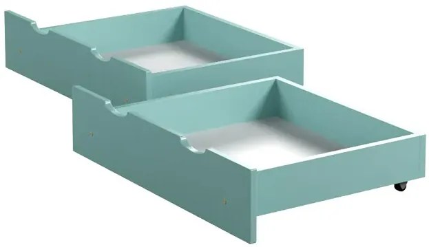 Turkusowe drewniane łóżko do pokoju dziecka T4-K81