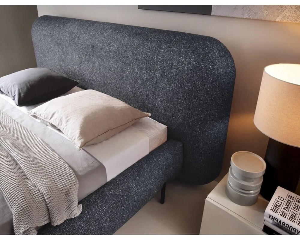 Niebieskie tapicerowane łóżko dwuosobowe ze schowkiem ze stelażem 180x200 cm Pointt – ELTAP