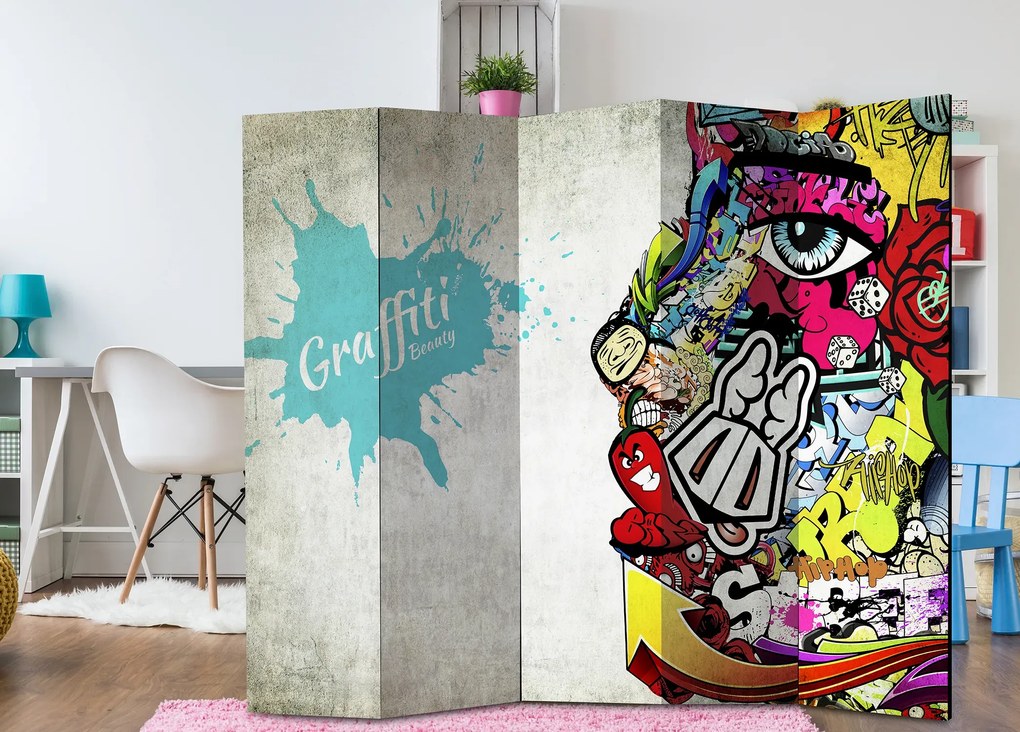 Parawan jednostronny Street art 225x172 cm 5-częściowy czerwony ARTGEIST B