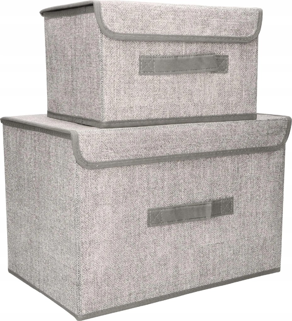 Organizery tekstylne Szare 38x25x23cm + 26x20x16cm kpl. 2 sztuk z pokrywami