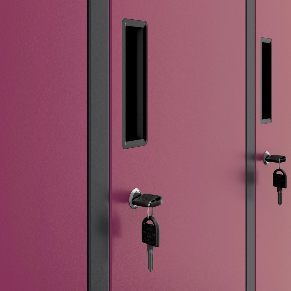 Szafka socjalna ubraniowa BHP fuksja: 6-drzwiowa IGOR, 900 x 1850 x 450 mm