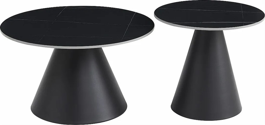 Stolik kawowy - ceramiczny - czarny - ARGOT 2x