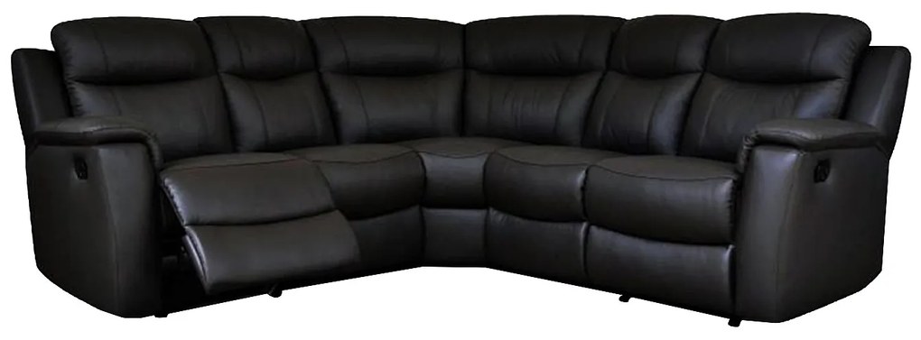 Skórzana kanapa narożna EVASION z funkcją relax - Czarny