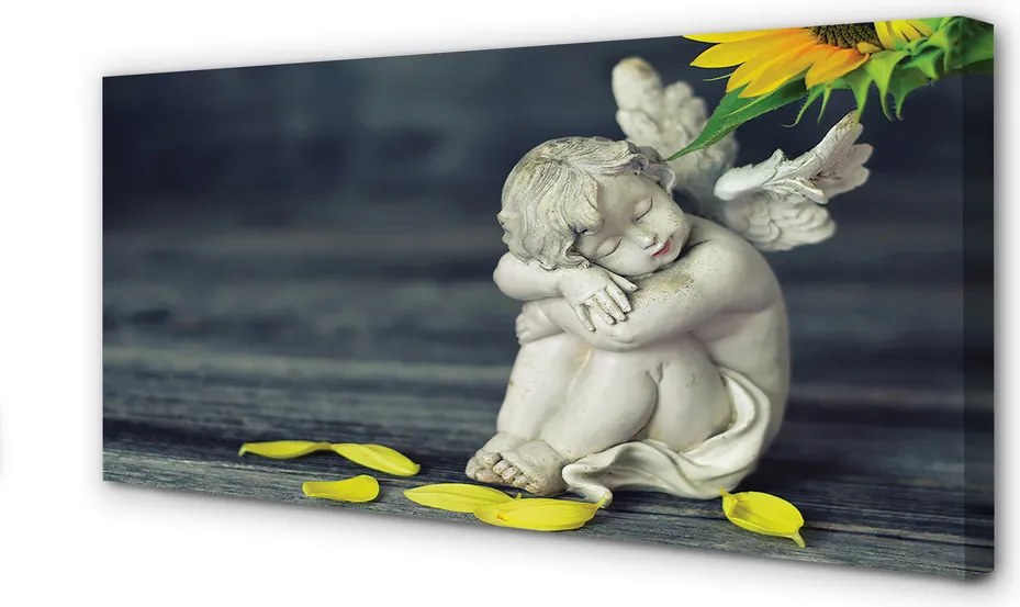Obraz drukowany na płótnie Śpiący Anioł i Słonecznik