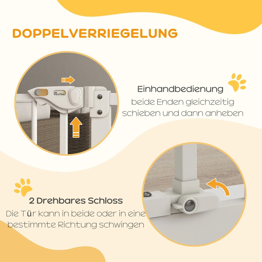 PawHut Bramka Ochronna dla Psów, Bramka Zabezpieczająca dla Zwierząt, Metal, Plastik, 74-80 cm, Biały