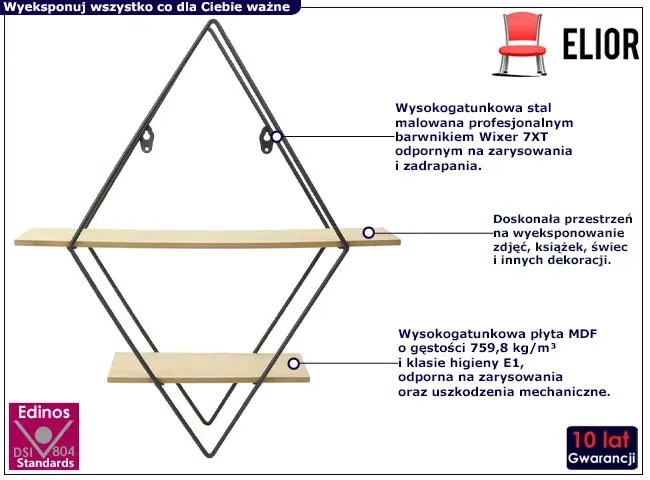 Nowoczesna metalowa półka ścienna - Masimi 4X