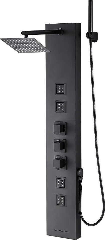 Kolumna Prysznicowa z Głowicą Prysznicową z Efektem Deszczu SucceBuy Bateria 4-Funkcyjna, 4 Strumieniami do Ciała, Słuchawką Prysznicową i Wylewką Wannową
