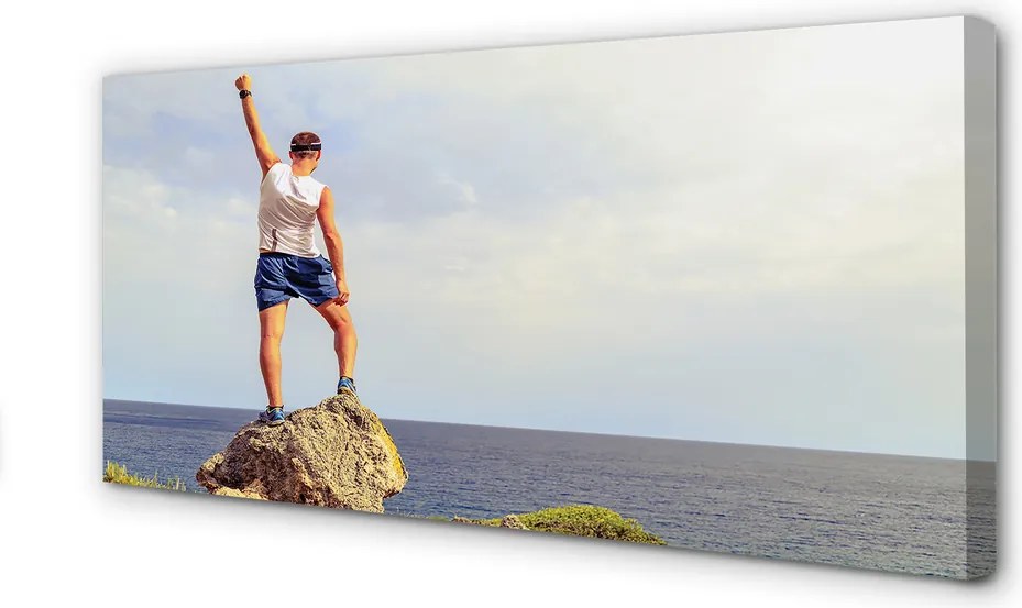 Obraz drukowany na płótnie Człowiek nad Morzem