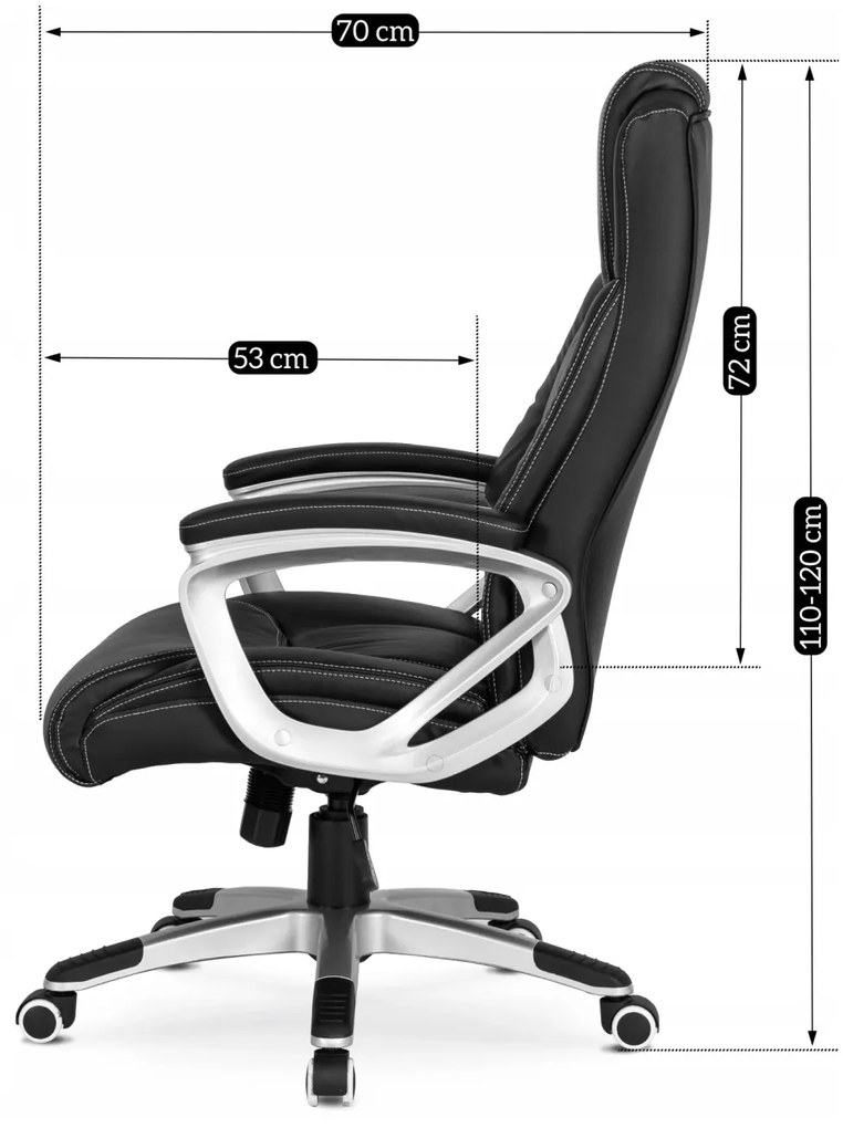 Fotel Biurowy Gabinetowy Obrotowy BRAVO Czarny Ekoskóra Nowoczesny