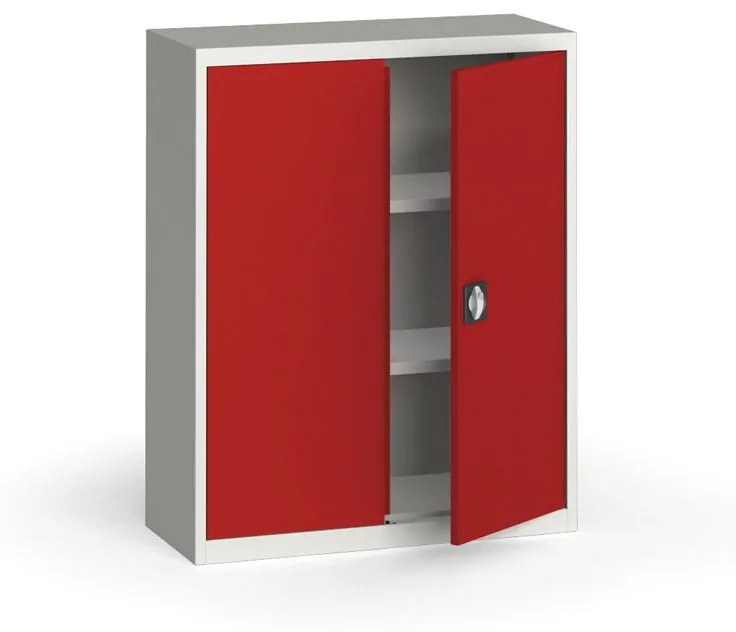 Szafa metalowa, 1150 x 950 x 400 mm, 2 półki, szara/czerwona