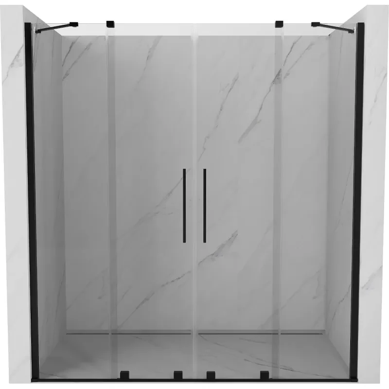 Mexen Velar Duo drzwi prysznicowe rozsuwane 180 cm, transparent, czarne - 871-180-000-02-70