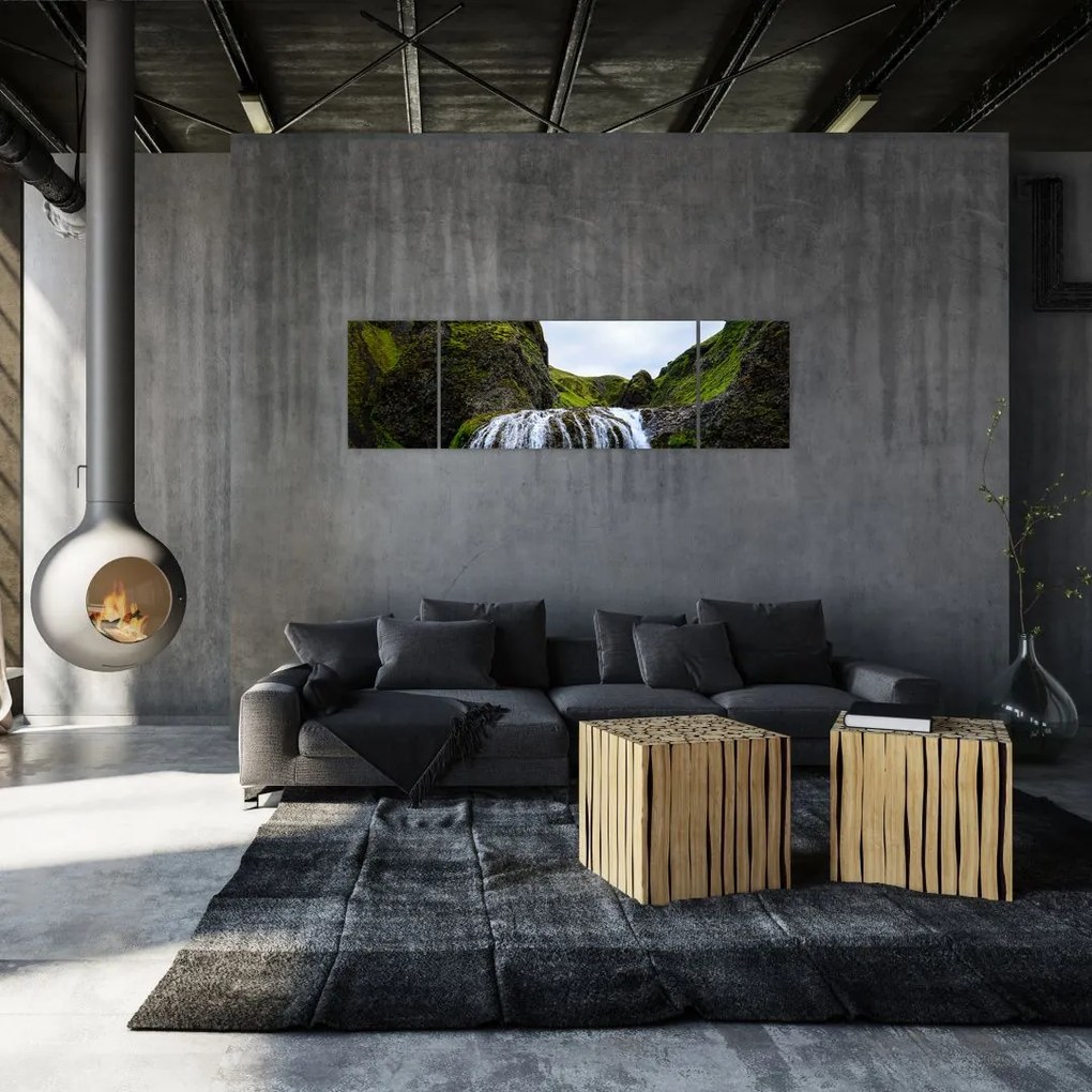 Obraz klifu z wodospadem (170x50 cm)