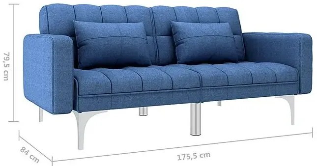 Rozkładana niebieska kanapa z poduszkami E9-K92