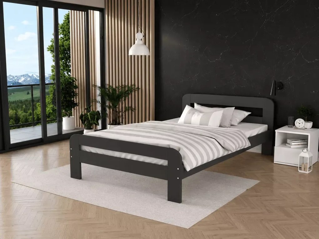Łóżko drewniane ze stelażem Tresi 90x200-180x200 sosna białe szare