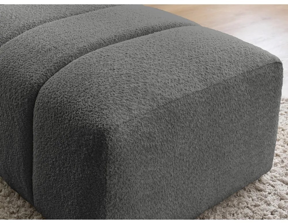 Ciemnoszary podnóżek z materiału bouclé Annecy – Bobochic Paris