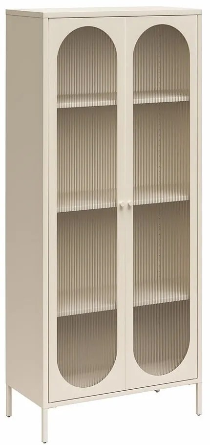 Kremowa metalowa witryna 80x186x40 cm Luna – Støraa