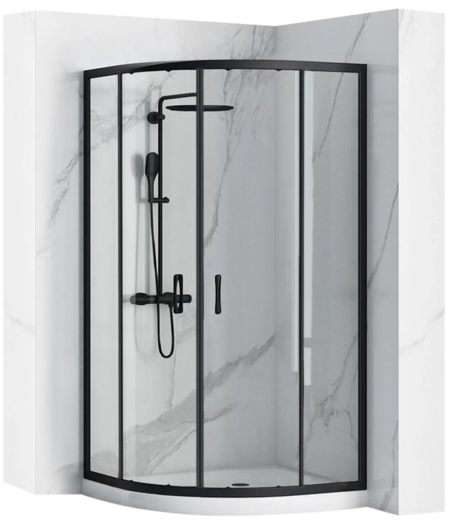 Kabina Prysznicowa REA Look Czarna Black 80x80