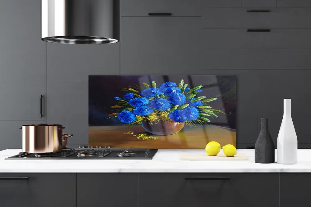 Panel Szklany Wyrafinowany Dekor Kwiatowy