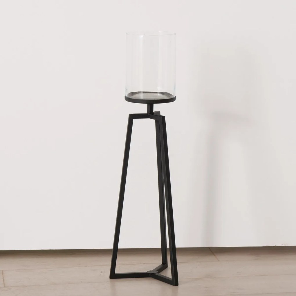 Szklane świeczniki na metalowym stelażu Cosa, 75-95 cm