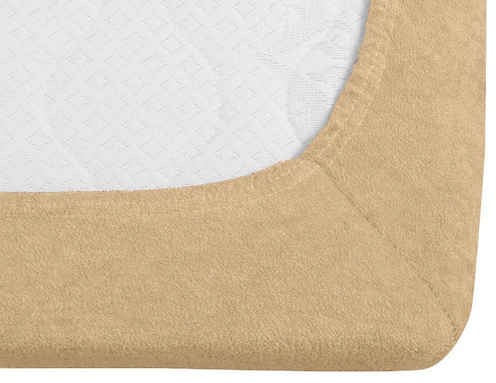 PrzytulneMieszkanie.pl Frotowe prześcieradło beżowe 90 x 200 cm