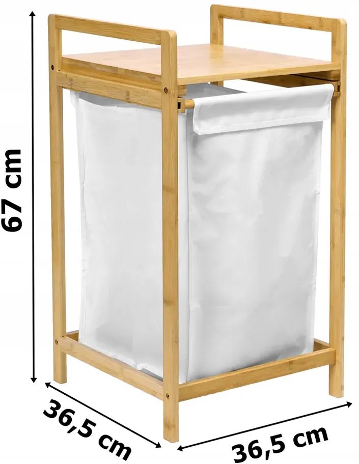 Bambusowy kosz na pranie z półką L5-W04