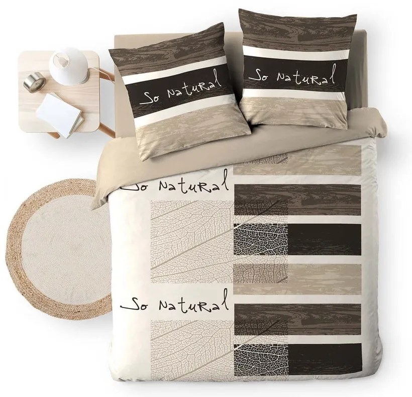 Brązowa bawełniana pościel dwuosobowa 200x200 cm So Natural – douceur d'intérieur