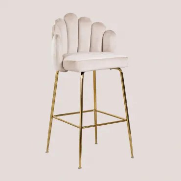 Zestaw 4 Wysokich Krzeseł Z Aksamitu Markina Beige Crema & ↑75 Cm - Sklum