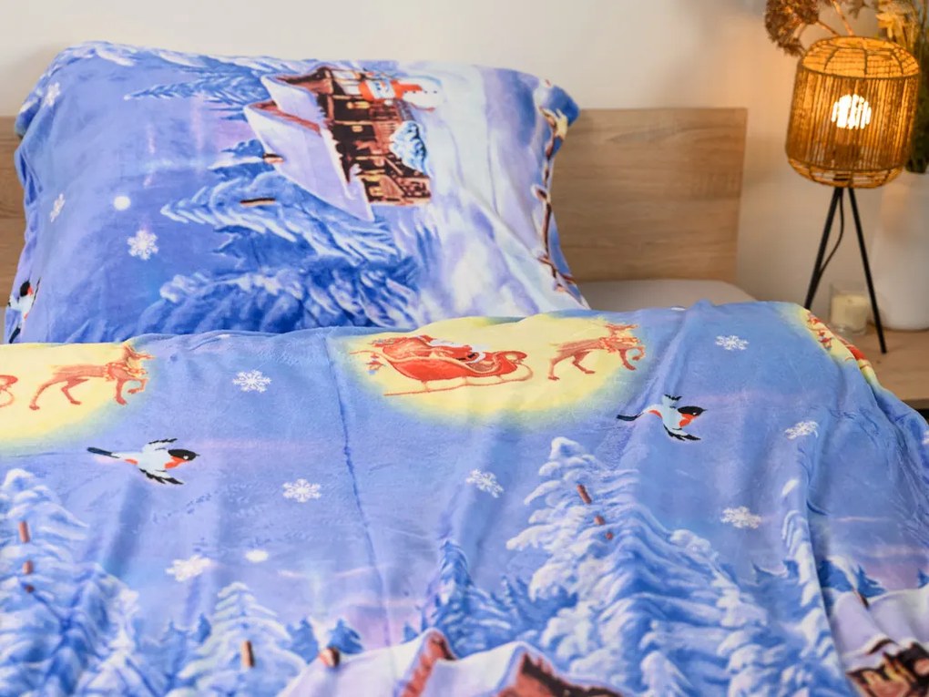 PrzytulneMieszkanie.pl PrzytulneMieszkanie.pl Pościel z mikropluszu WINTER WISH niebieska Rozmiar pościeli: 70 x 90 cm | 140 x 200 cm