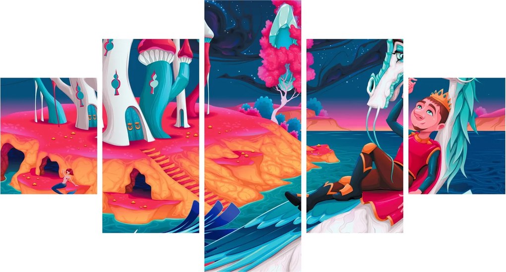 Obraz - Książę i smocza księżniczka (125x70 cm)