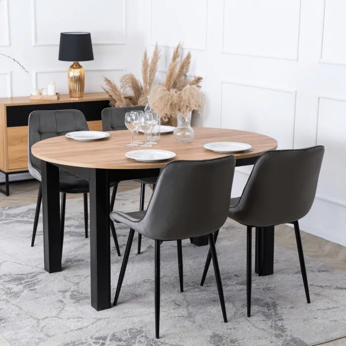 Krzesło Tapicerowane do Jadalni CHRIS Szare Welurowe Nowoczesne Loft