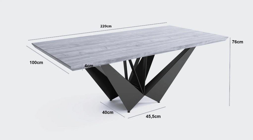 Stół BASSO Dąb do Salonu Jadalni 220 x 100 x 76 cm, Prostokątny