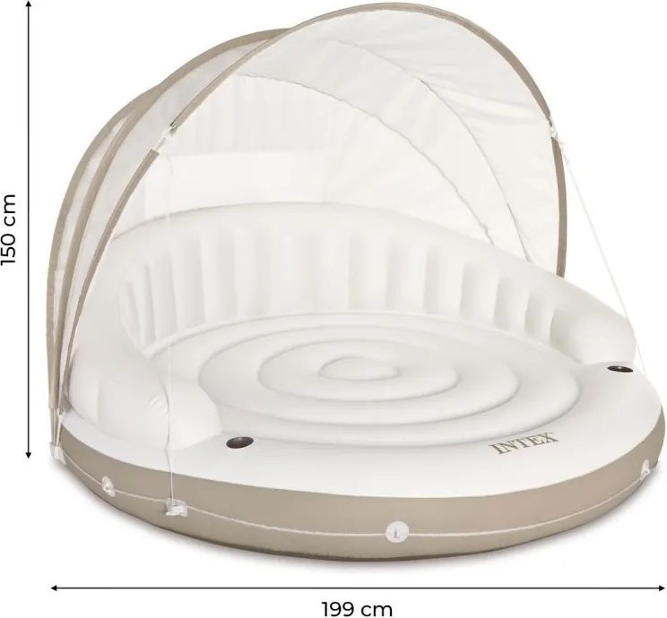 Dmuchana wyspa basenowa z daszkiem Intex, 199x150 cm - materac do basenu z oparciem