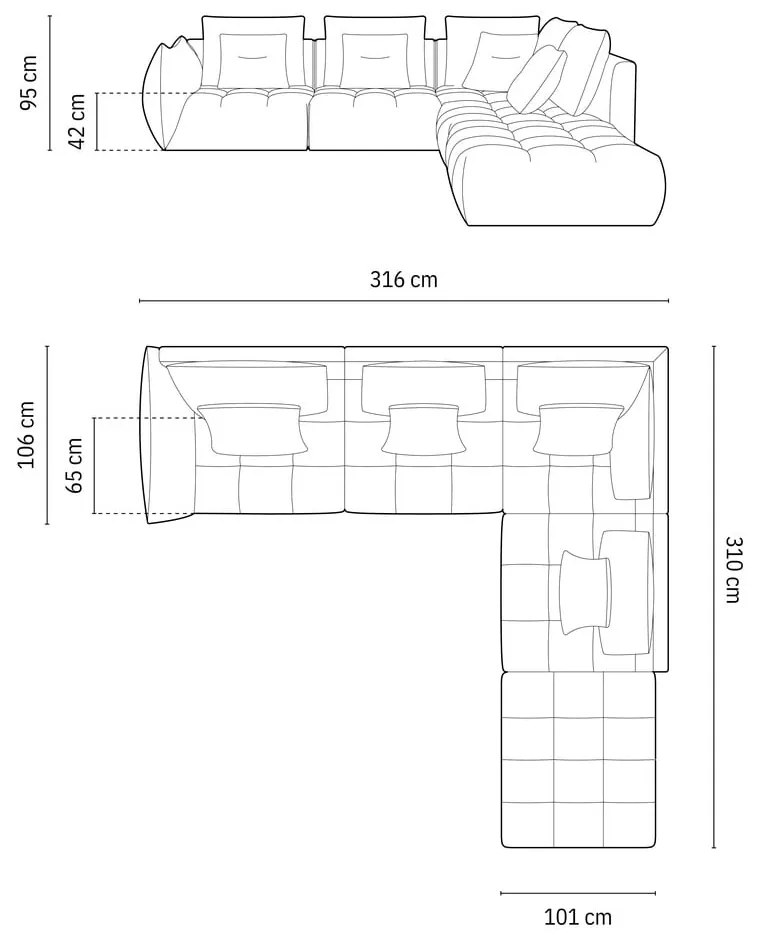 Beżowy narożnik z materiału bouclé (prawostronny/w kształcie litery L) Bloom – Micadoni Home