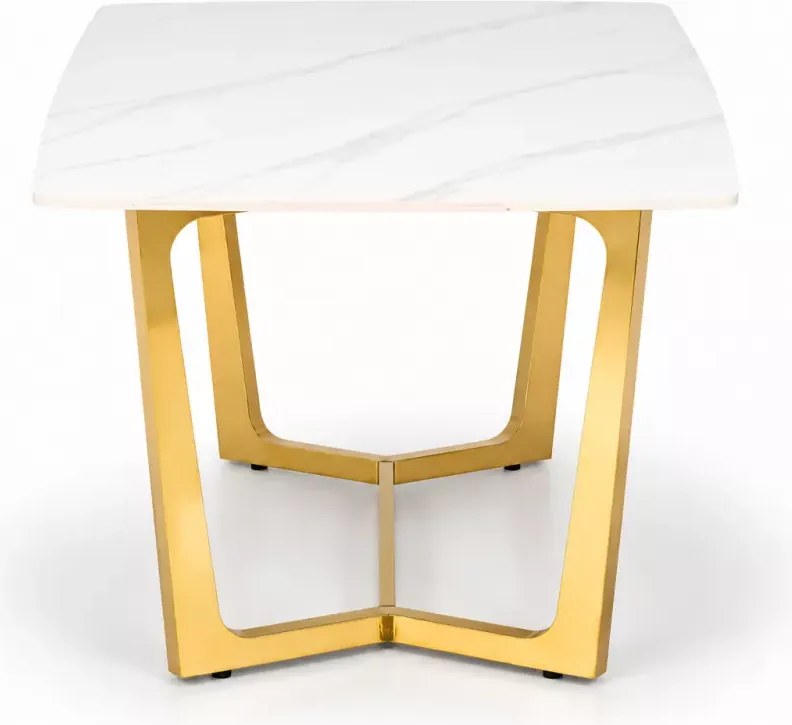 Elegancki stół Avignon 160x90 cm prostokątny blat ze spieku biały marmur i złote nogi