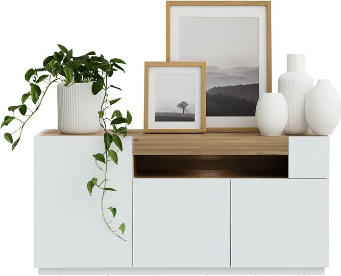 Trzydrzwiowa komoda z wnęką Lewisville 231, Secret Gray/dąb Valencia